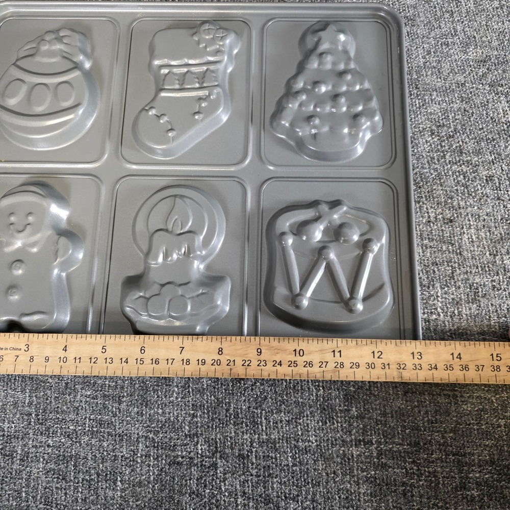 Christmas Holiday Non-Stick Baking Pans Set of 2 Festive 12-Cavity Molds Gray - Picture 3 of 4